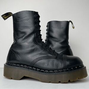 Vintage Dr. Martens MIE England Black Greasy Leather Envy Platform Boots UK 10